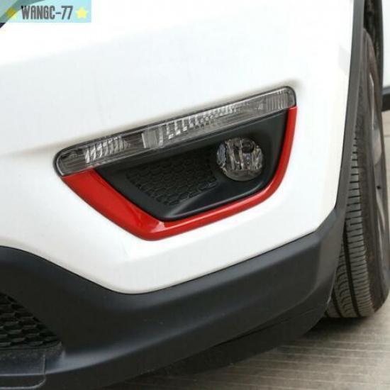 Front Fog Light Lamp Strips Decor Trim Fit For Jeep Compass 2017- Red