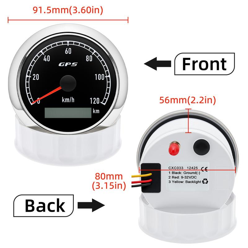 Custom 7 Color LED Universal 80MM GPS Speedometer 0-120kmh 0-60kmh Speed Meter For Boat Car Yacht 80MPH Odometer With Antenna
