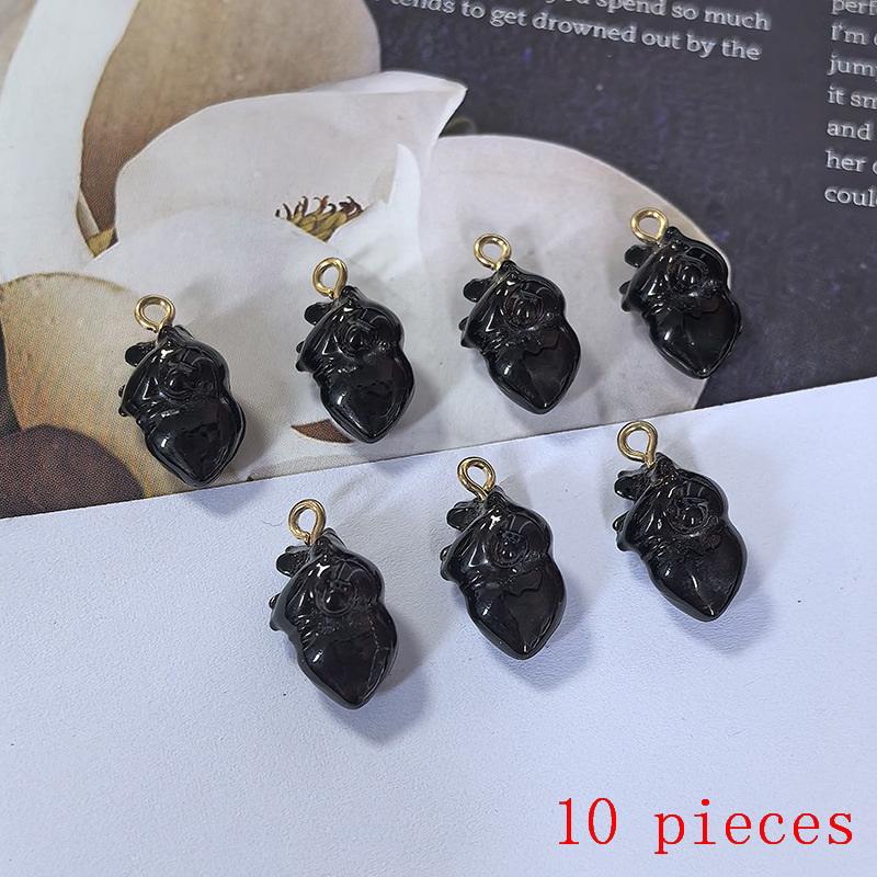 10Pcs Diy Earring Necklace Bracelet Accessories Simulation Red Cardiac Organ Resin Charms Hallowmas Pendant For Jewelry Making