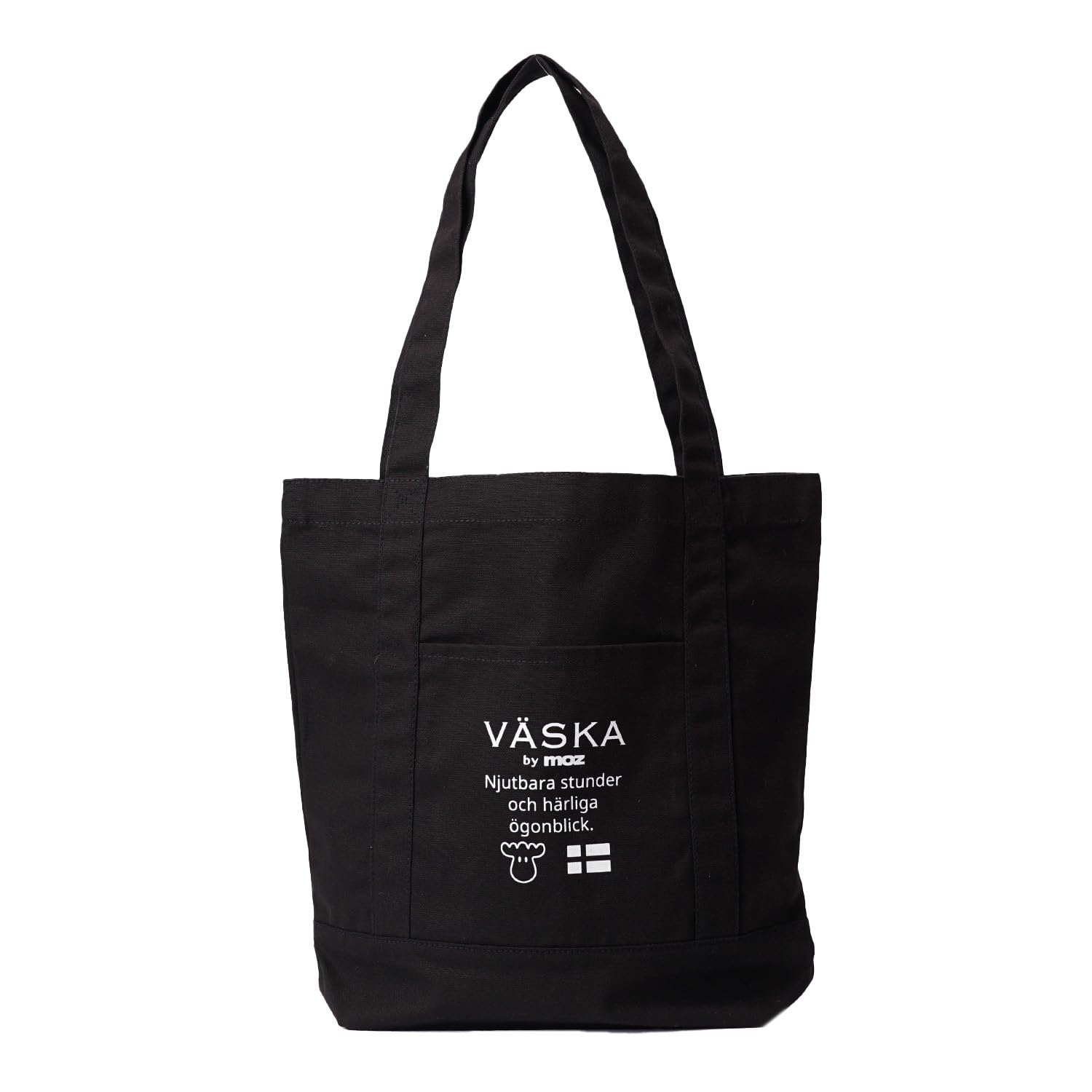 

VASKA by moz Tote Bag, Thick Canvas with Pipe Handles, Nordic Swedish Elk Design, Women s, Shoulder Bag, Handbag, A4 Size Documents, Cotton,