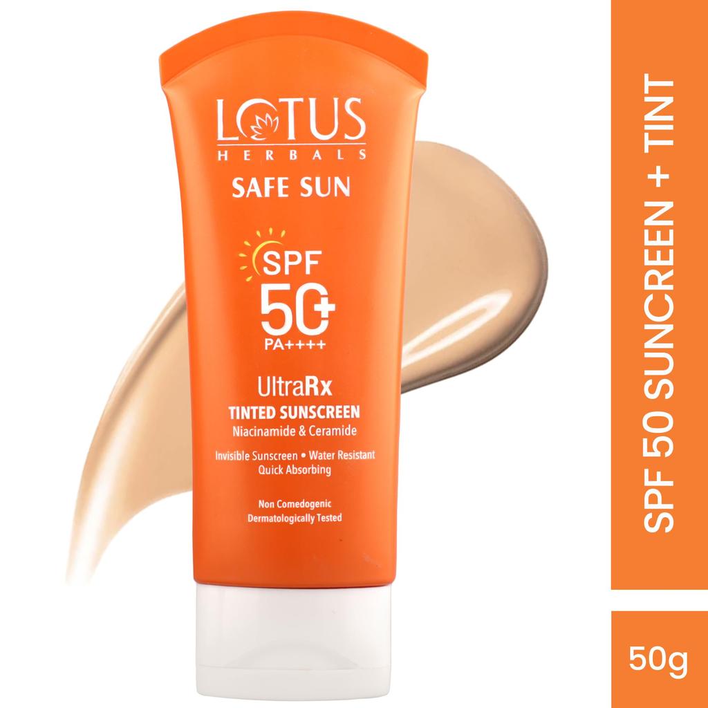 Lotus Herbals SafeSun UltraRx Tinted - S2 Sunscreen SPF 50+ and PA++++ For UV/Blue Filters, Broad Spectrum Protection with Niacinamide and Ceramide