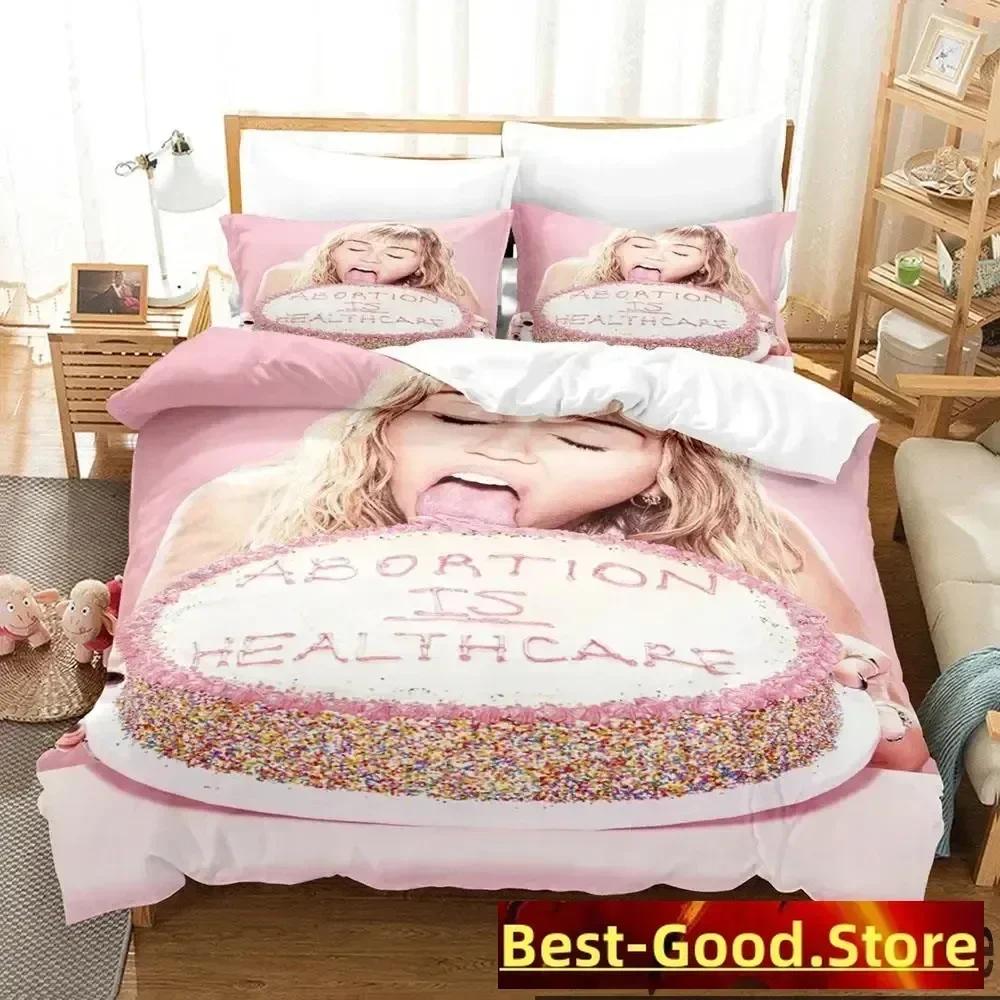 

3D Print Miley Cyrus Singer Bedding Set Duvet Cover Sheet Printed Bed Set Pillowcase Bed Full Queen King Size Comforter Bedroom 135x200cm