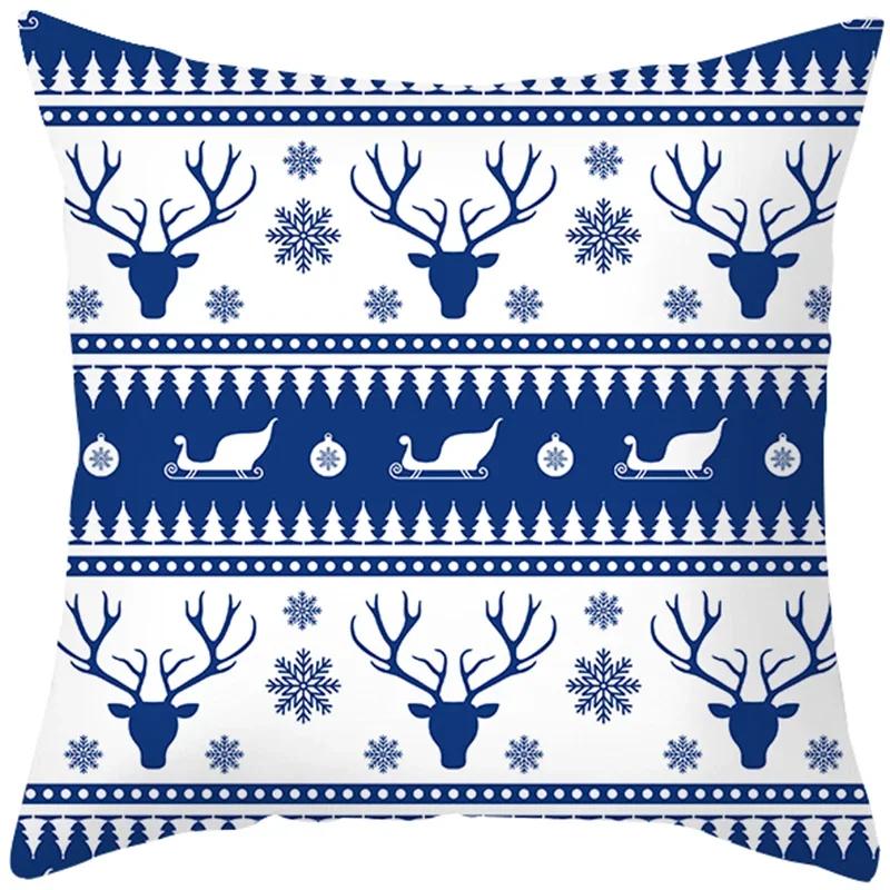 Merry Christmas Decorative Print Pattern Cushion Cover for Home Living Room Sofa Decoration Square Polyester Pillow ,(1)