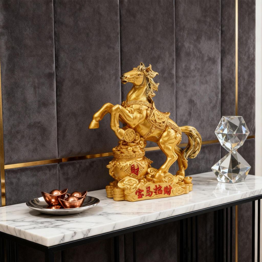 Feng Shui Figure, Decorative Sculpture Horse Art Figurine, Resin Statue for Desk Decoration
