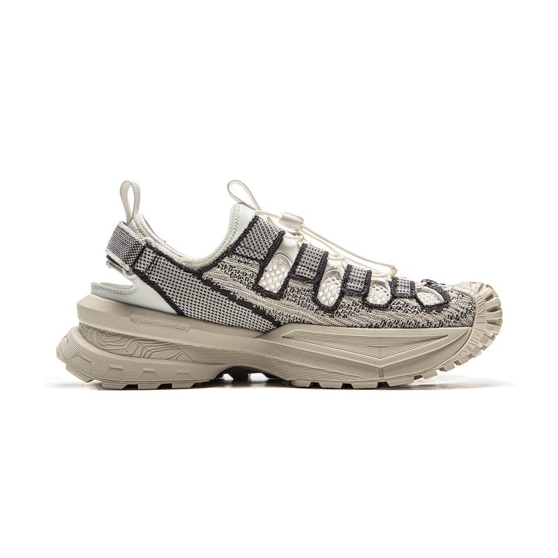 New LiNing CF Tracing Non slip Wear resistant Shock Absorption Low Top Trekking Shoes Unisex Ecru AHLV001-2