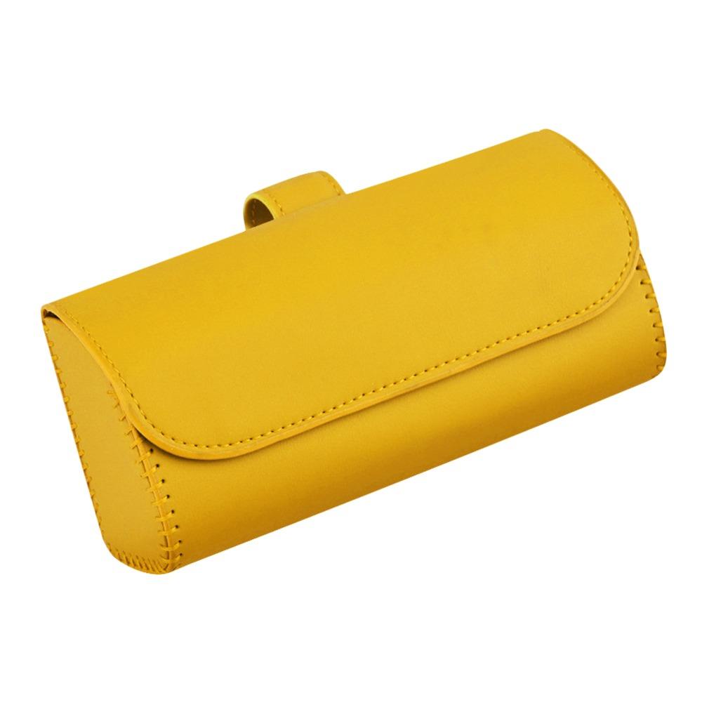 

Portable Car Glasses Box Multifunctional Compact Car Sunglasses Case PU Leather Easy Installation Driving Glasses Holder Car жёлтый