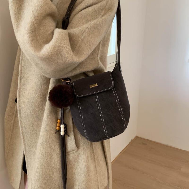 REWELL Suede Pumpkin Bucket Bag