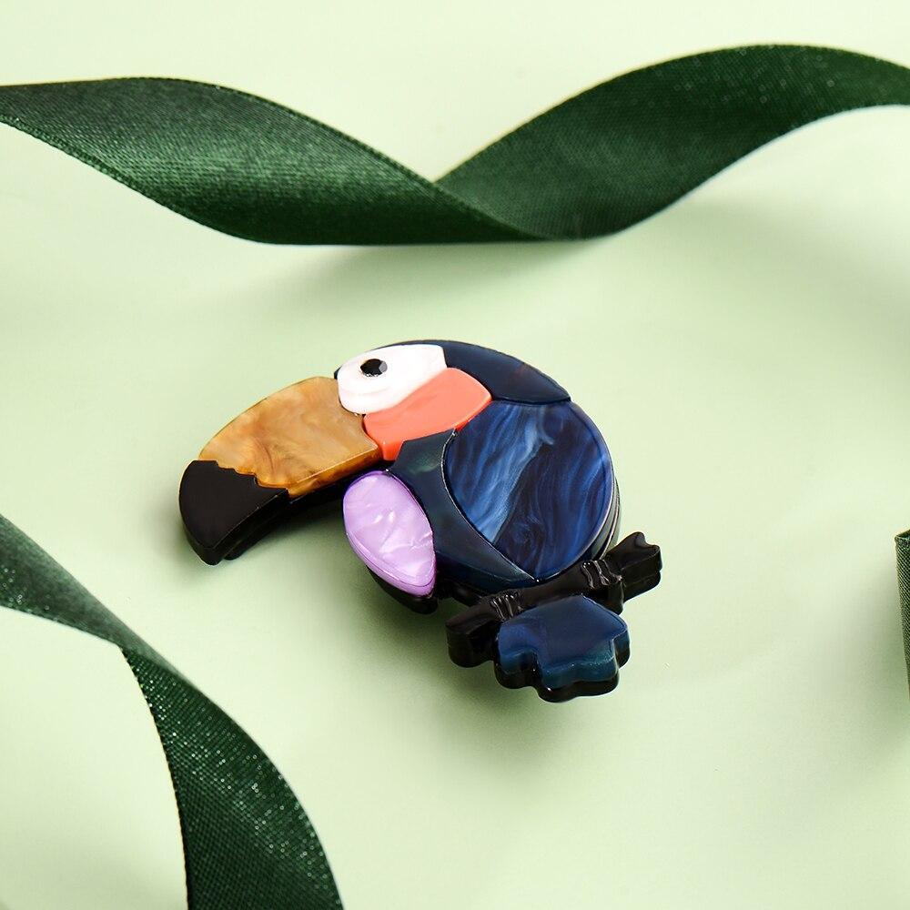 Blucome New Arrival Acrylic Animal Brooch Cartoon Parrot Brooch for Women Children Dress Hat Hijab Pins