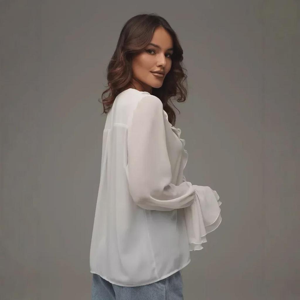 Jaro/Léto 2025 Volný kardigan se šněrováním a volány pro ženy