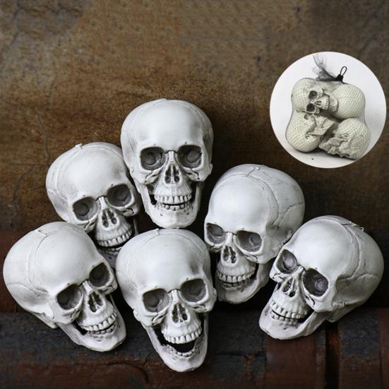 Halloween Skull Head Decor Plastic Realistic Human Skull Figurine for Graveyard Scene Haunted House Bar Home Table Decorations
