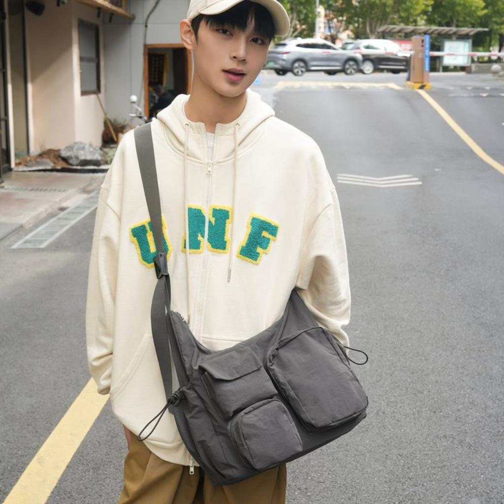 Shoulder Bag Unisex Nylon Multi Pocket Large Capacity Daily Commute