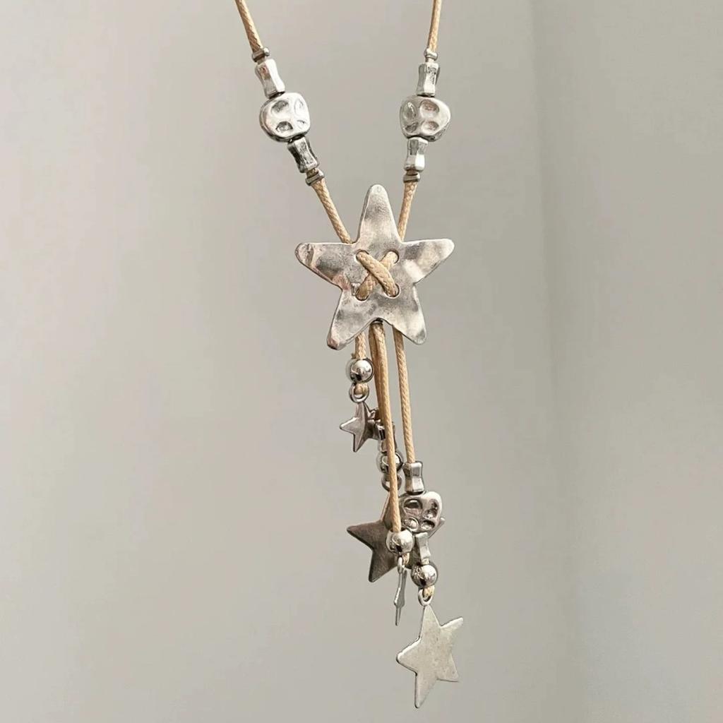 Female Niche Versatile Retro Star Tassel Necklace