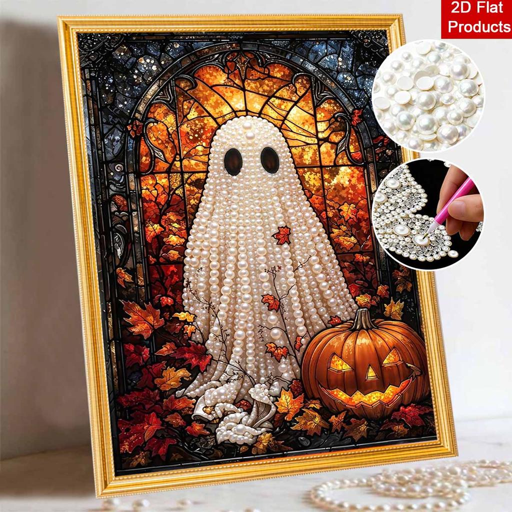 Halloween pearl painting art full pearl handmade diy ghost and pumpkin home decorations