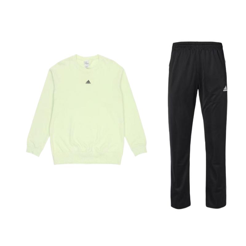 

Adidas Crew Neck Pullover Long Sleeve Sweatshirt Vintage Elastic Waist Mid Rise Pants Casual Sports Set Men Set TR30P-BW+HE4352 XXL