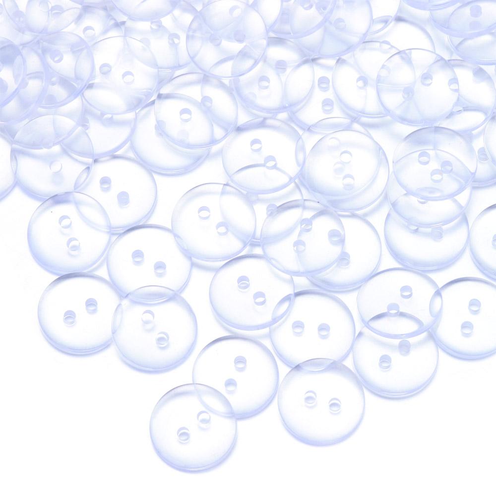 Clear Clear  Buttons 12.5mm 2 Hole Craft Buttons 12.5mm Round Transparent  Sewing
