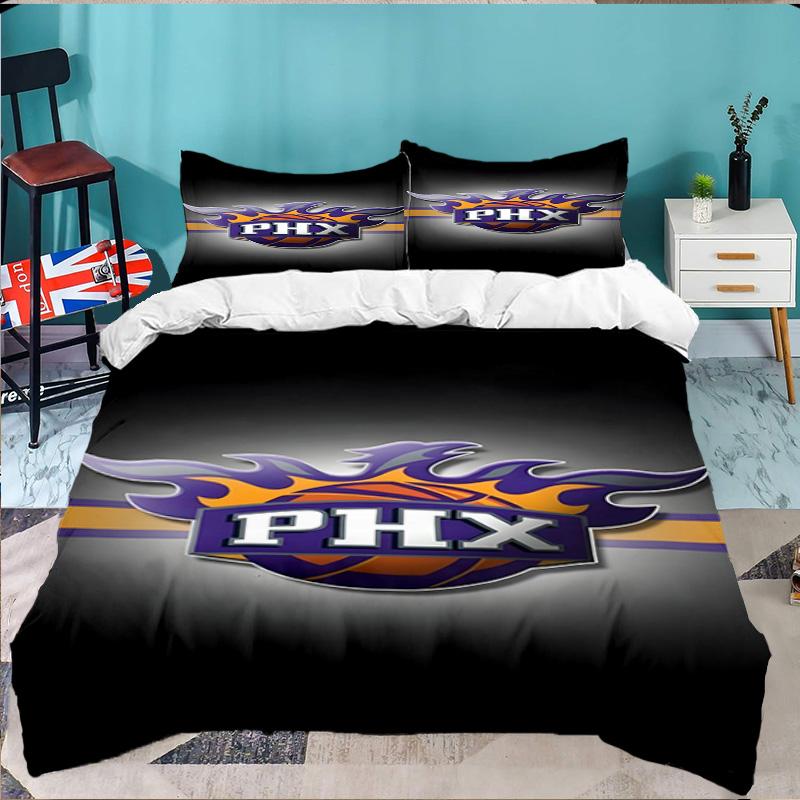 Suns Basketball Artwork 3pcs Bedding Set,Including 1pc Duvet Cover And 2pcs Pillowcases Perfect Gift for Christmas,Ideal for Bedroom, Dormitory
