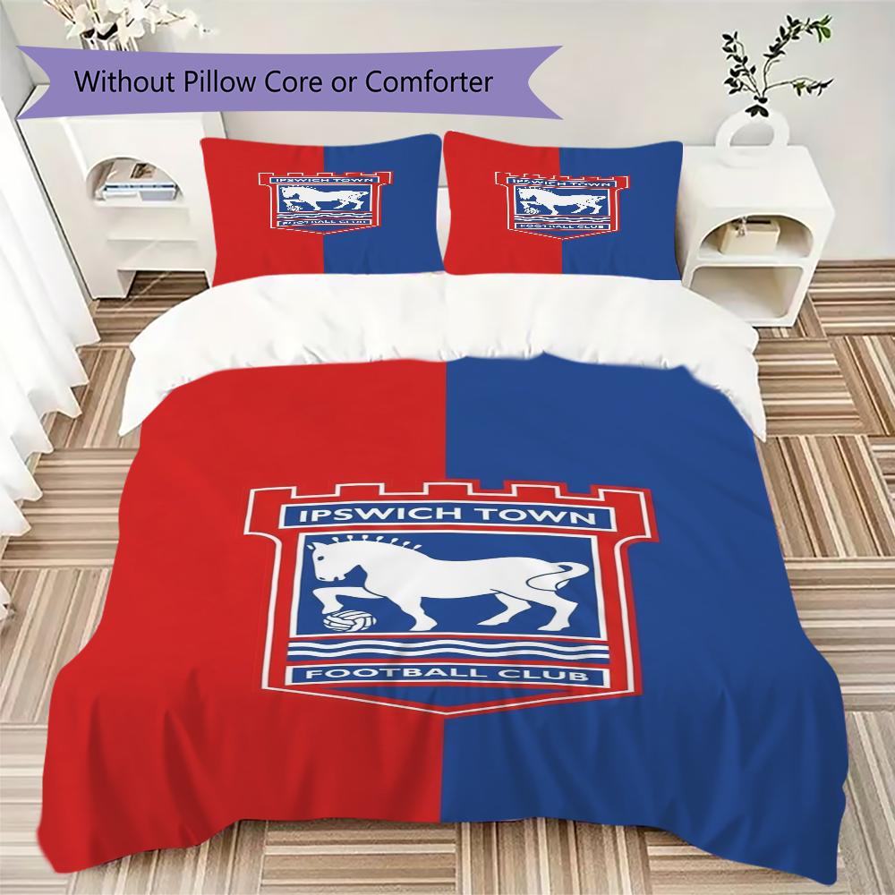 Ipswich Town FC Pattern Bedding uilt Set uilt Cover Pillowcase Home Decoration Birthday Gift (1 * duvet cover + 2 * pillowcase without core)