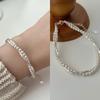 Women's S925 Silver Pearl Silver Twist Layered Bracelet