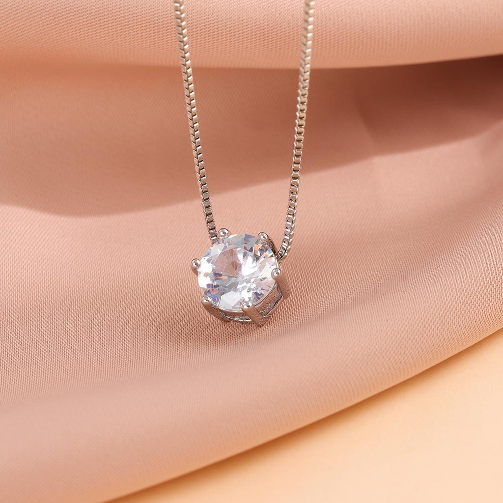 New Simple Single Crystal Clavicle Chain 925 Sterling Silver Pendant Necklaces   XL025