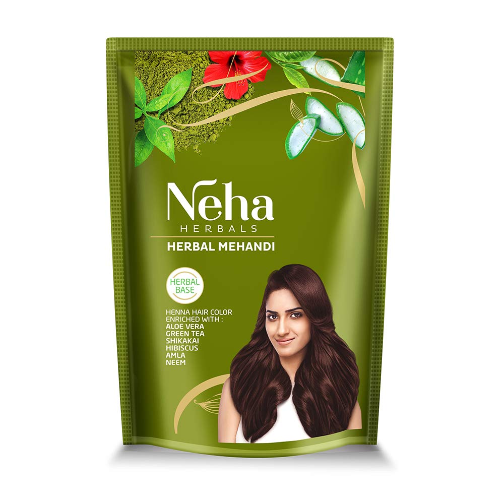 

Neha Herbals Natural Henna Mehandi Powder For Hair Color Shine Nourishment | Pack of 6 X 55G Herbal Mehendi For Soft Healthy Beautiful Hair