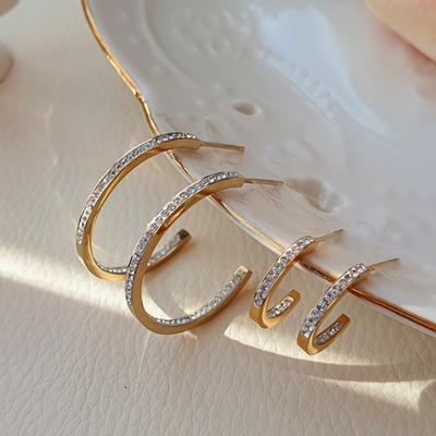 Women's Surgical Steel Clean Stainless Steel Cubic Ring Earrings