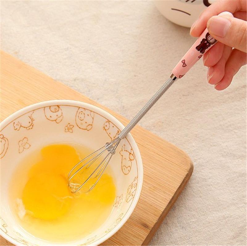 Stylish Little Bear Ceramic Handle Stainless Steel Whisk for Baking