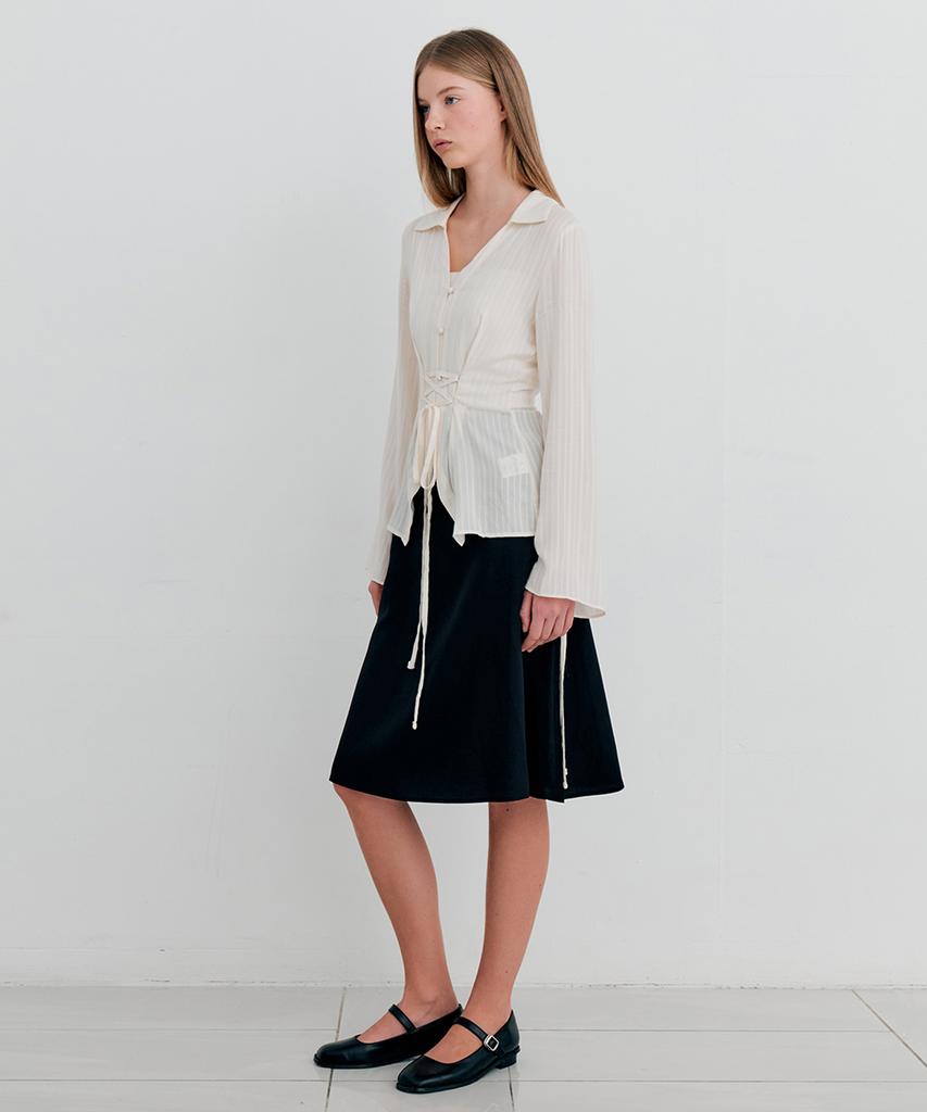ITOV SEOUL Tencel Flare Midi Skirt Bk