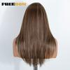 FREEDOM Gerade Geschichtete Synthetische Spitze Front Perücke Mit Pony 20 Zoll Ombre Braun Blond Vorgeschnittene Spitze Perücken Rosa Cosplay Perücke