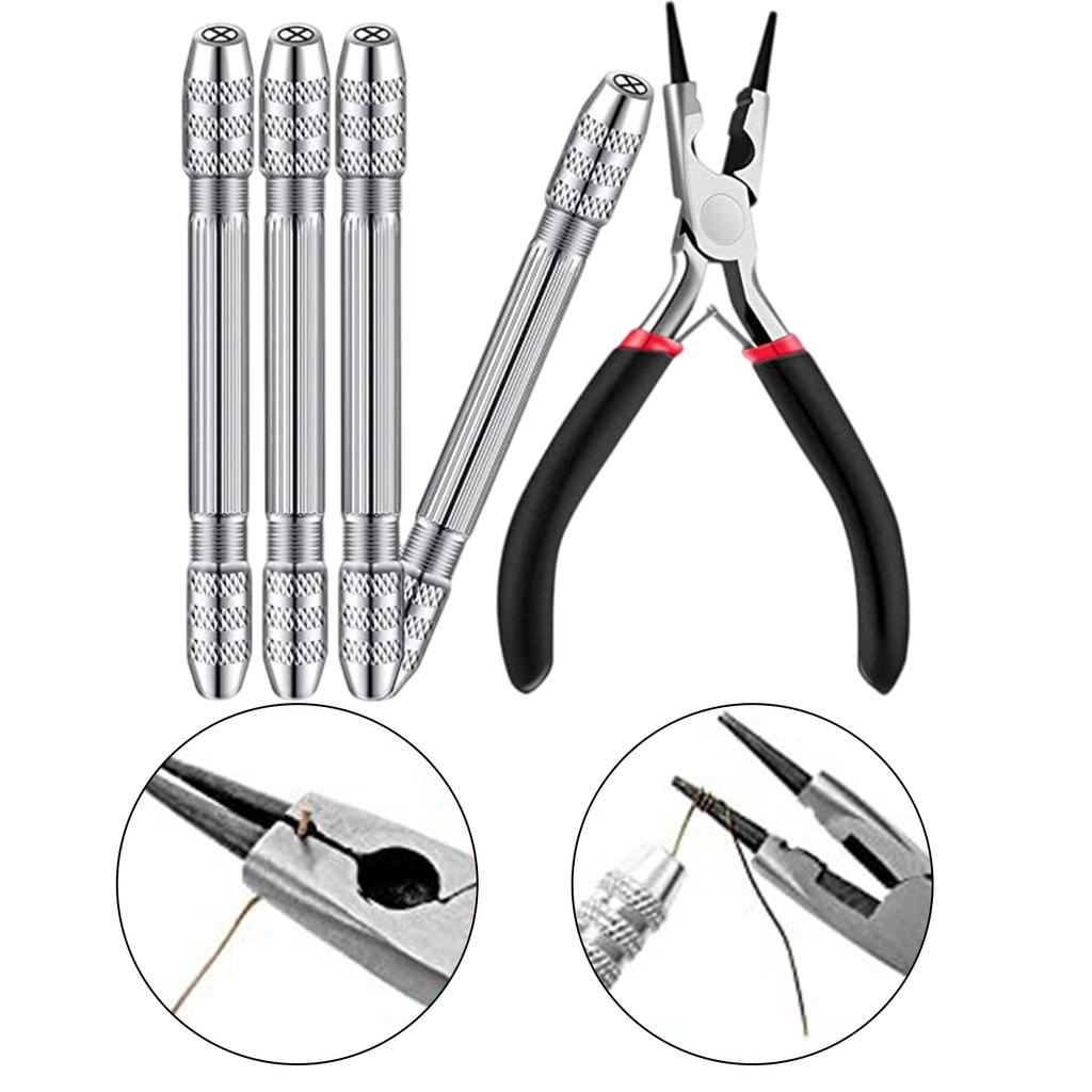 Dual End Hand Drill Jewelry Making Set for Wire Twisting and Metalworking with Carbon Steel Bits
