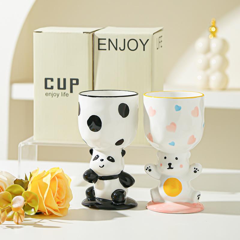 Cartoon Cute Birthday Gift Hand Painted Goblet Ice Cream Creative Drink Dessert Cupcake Ceramic Cup Aromatherapy Table