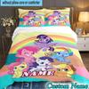 3PCS Custom Name Rainbow Unicorn Bedding Set Printed Duvet Cover Closure Includes 1 Duvet Cover & 2 Pillowcases for All Seasons Bedroom Decor