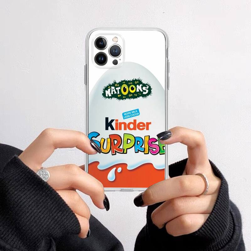 New Trolly egg KINDER JOY Surprise Phone Case For iPhone 14 13 12 11 Pro Max XS X XR SE 2020 6 7 8 Plus Mini Transparent Shell