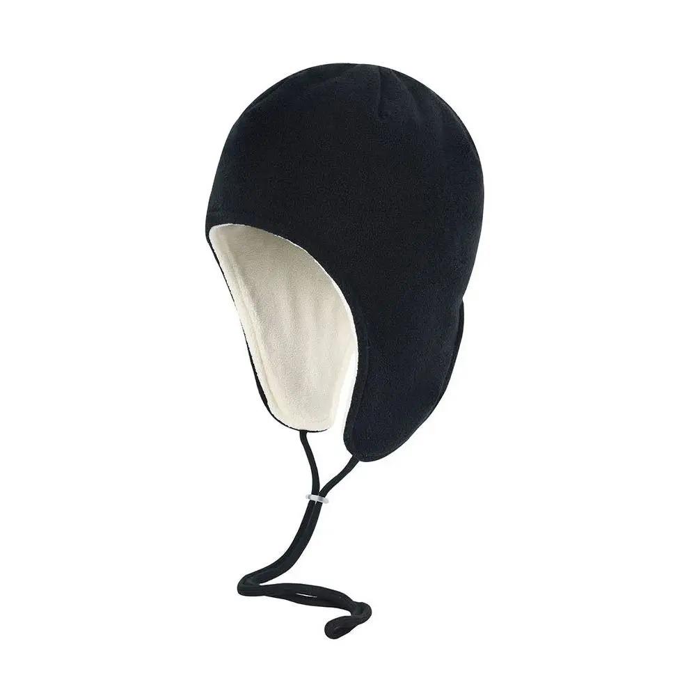 Windproof Ear Flap Hat Drawstring Fleece Hat Soft Ear Protection Cap Skiing
