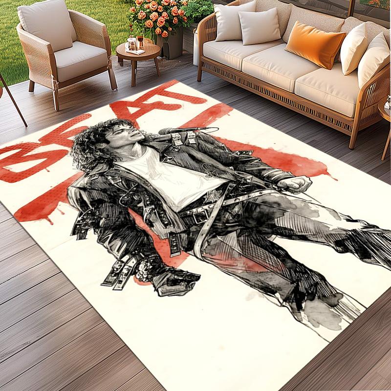 Michael Jackson Print Rug, Washable Floor Carpet, For Entryway Dorm Laundry Room Office Study, Home Decor Birthday Christmas Gift