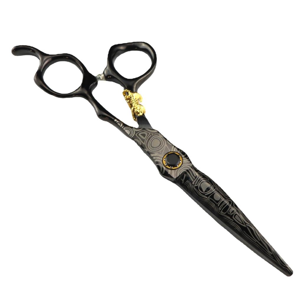 Black 6.0 Inch Nimpson Black Steel Small Golden Tiger, Bearing Screw Hair Scissors, Hair Scissors, Tooth Scissors, Thin Scissors