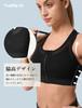 Yvette High Support Sports Fitness Bra for Sizes M Black Women's Bra, Wireless, Non-Slip, Front-Opening, Running, (D-F),