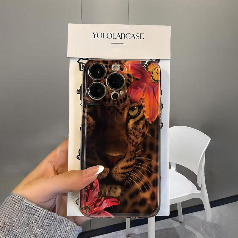 

Flower Lion Phone Case For iPhone 17e 17 16e 16 15 14 13 12 11 Mini Air Pro Max X XR XSMax 7 Plus Transparent Soft Back Cover iPhone 17 ProMax