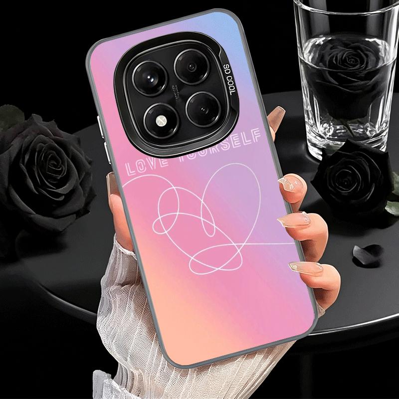 Love Yourself Flower Heart Line Kpop Shockproof Phone Case for Xiaomi Redmi Note 15 14 13 12 Pro Plus 11 11S 11T 5G Cover Anti F