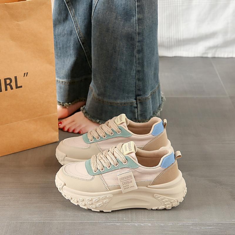 CRLAYDK Designer Chunky Sneakers for Women Lace Up Platform Walking Shoes Casual Ladies Running Sports Leather Tennis