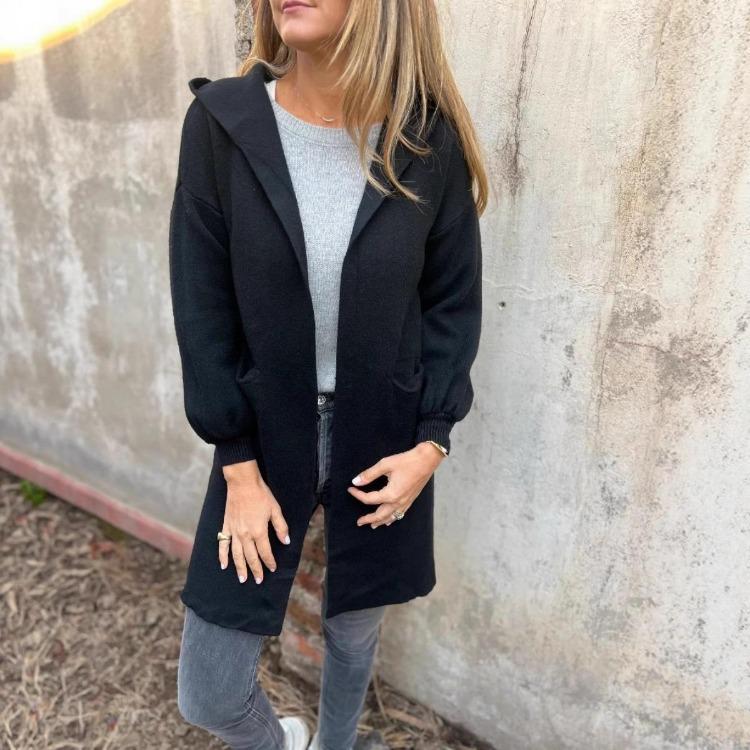 Veste à capuche en mélange de laine pour femme Manteau d'hiver décontracté Couleur unie Veste à poches Mode Automne Hiver pour l'Europe l'Amérique