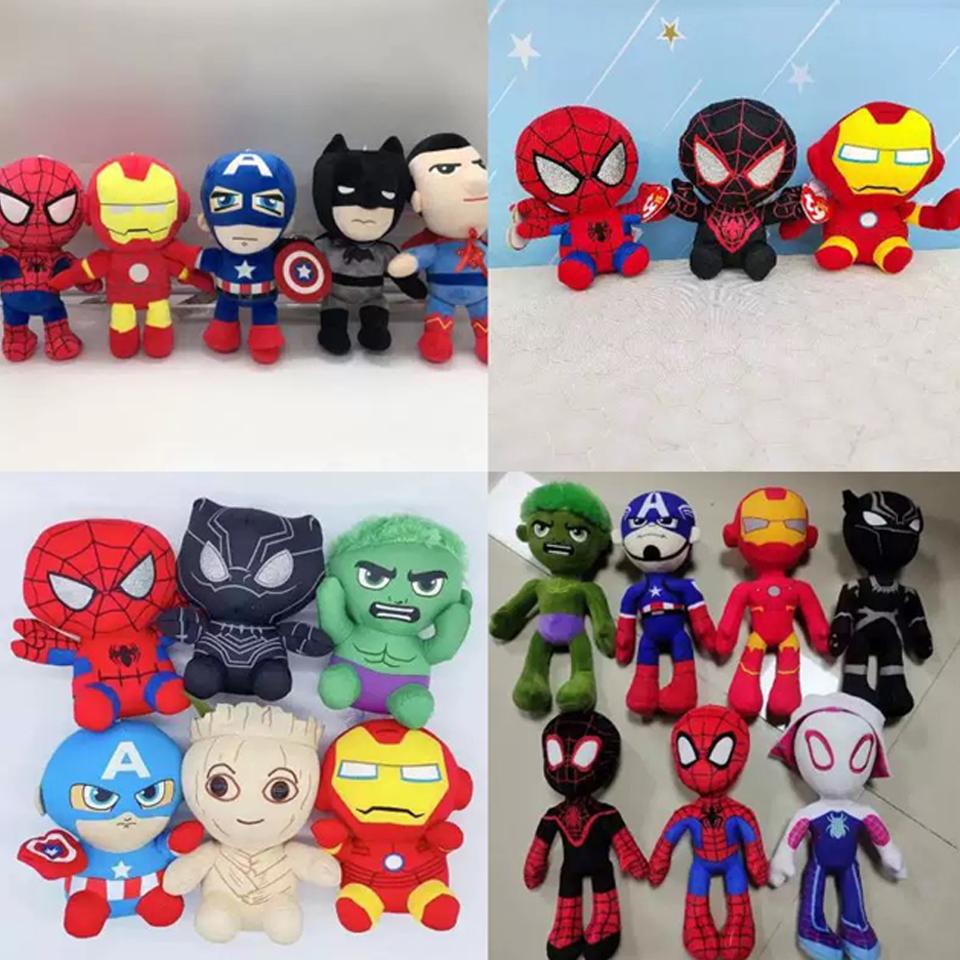 SALE* 25-30cm MarvelMovie Dolls Spiderman Ironman Batman Superman Plush Toys Soft Stuffed Hero Captain America Best Gifts