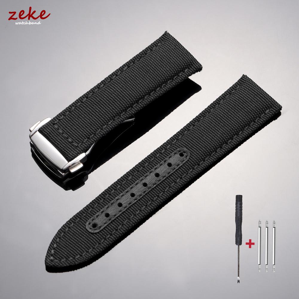 

Премиальный ремешок из канваса, нейлона и кожи 20 мм 22 мм Водонепроницаемый ремешок для часов для Omega для IWC для Citizen для Seiko Часы Мужские аксессуары 20mm чёрный