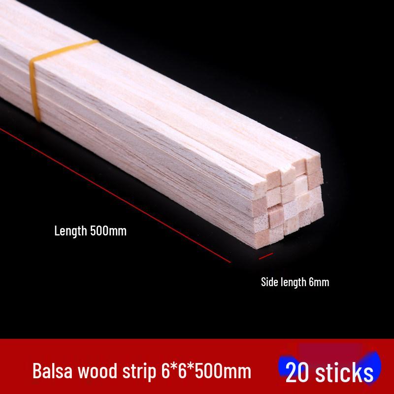 DIY Handmade Balsa Wood Round Rods and Strips for Model Building and Aircraft Model Kits