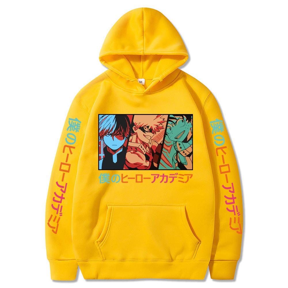 

My Hero Academia свитер Shoto Todoroki Bakugou Deku толстовки Boku No Hero Academia уличная одежда Harajuku мужские и женские толстовки 4XL жёлтый