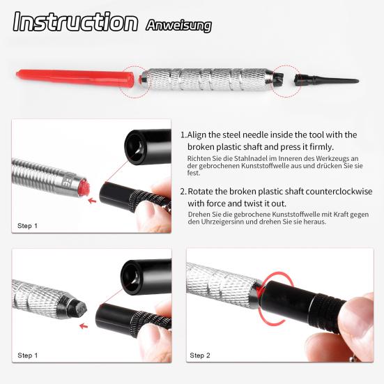 Herramienta de Extracción de Caña Rota Extractor de Punta de Dardos Rota Tirador de Punta de Dardos Accesorio de Reparación para Dardos de Acero y Blandos