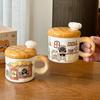 Creative Bread Cat Ceramic Mug, High Beauty Coffee Mugs with Lid, Home Drinking Tea Cup, Christmas Birthday Gift Kawaii Cup