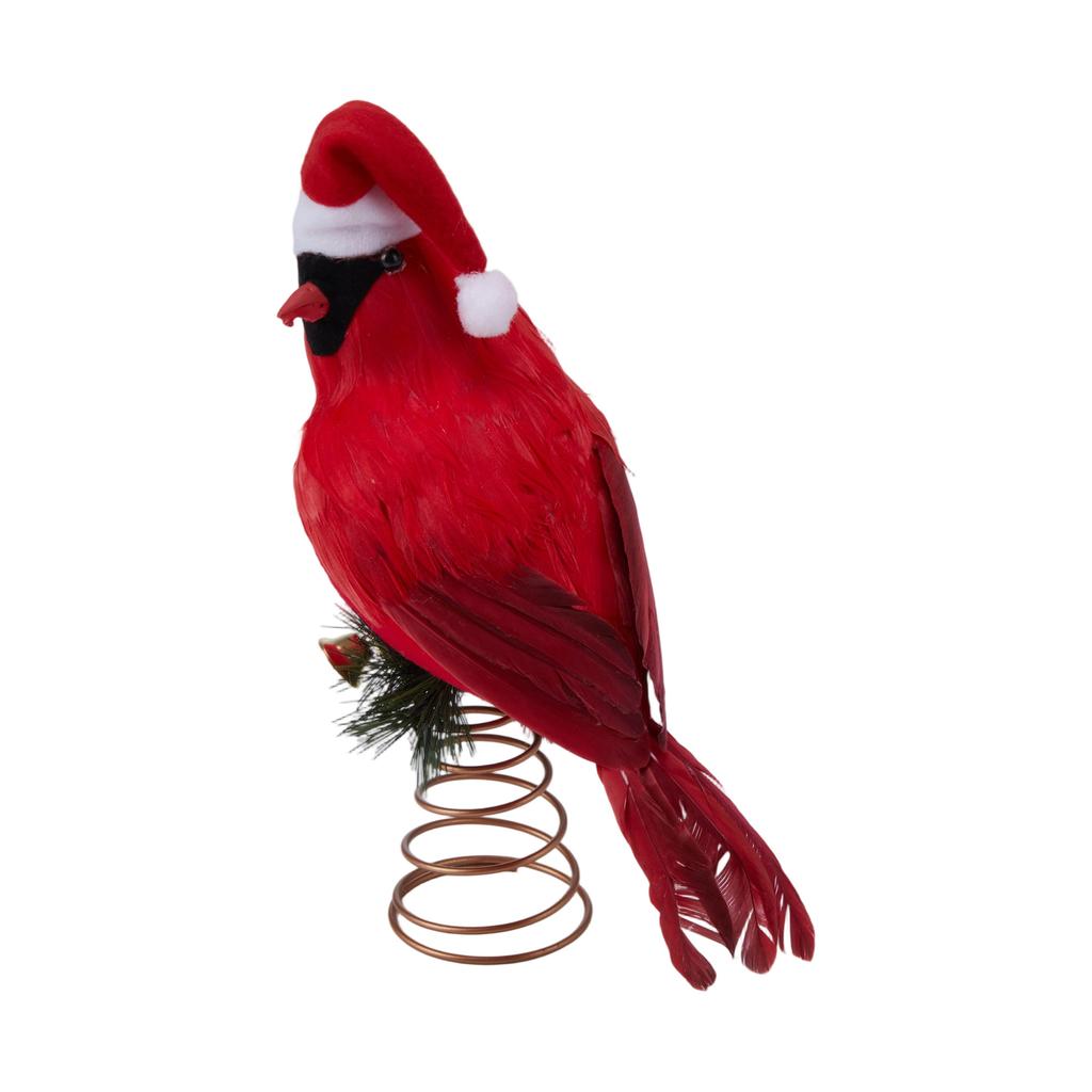 Vibrant Red Cardinal Bird Christmas Tree Topper - Festive Top Decoration for Indoor and Outdoor Holiday Parties