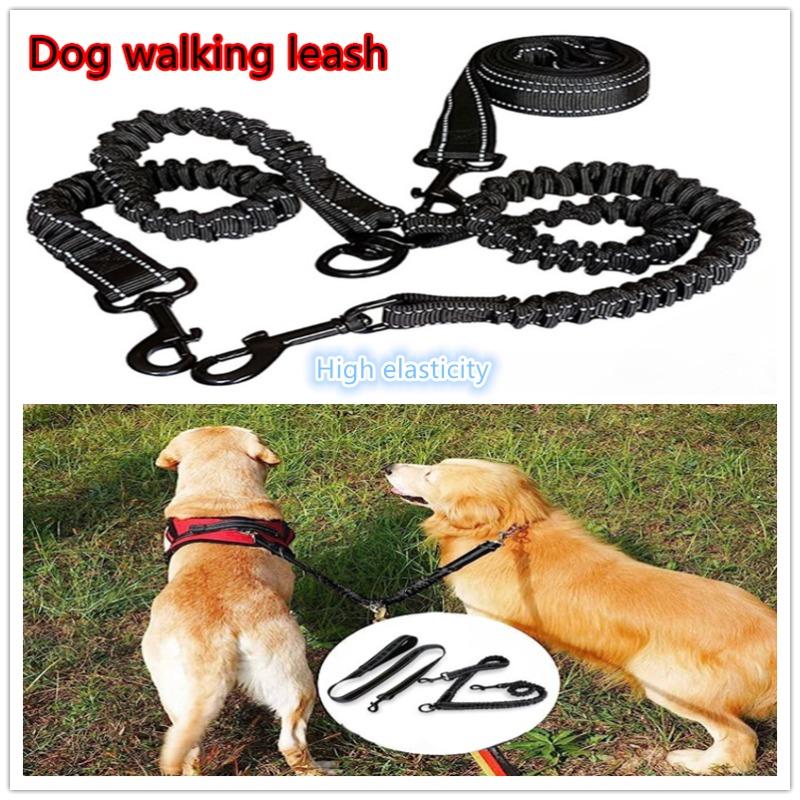 1.6ft Dual Dog Leash Attachment Double Leads for Small To Large Dogs Adjustable Shock Absorbing Bungee Pet Training Leash