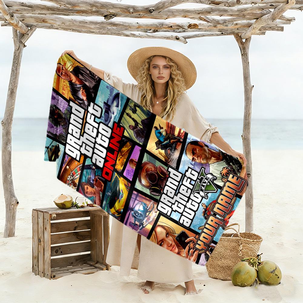 Grand Theft Auto Customizable Name Beach Towel Soft Durable Quick-Dry