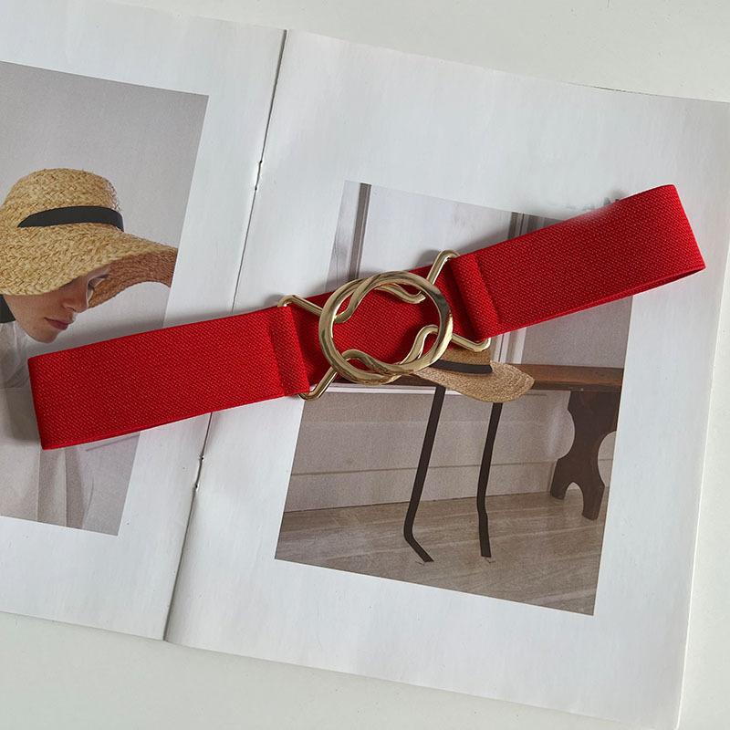 Wide Belt Women'S Simple With Dress Coat Decoration Black Belt Women'S Elastic Elastic Waist Seal